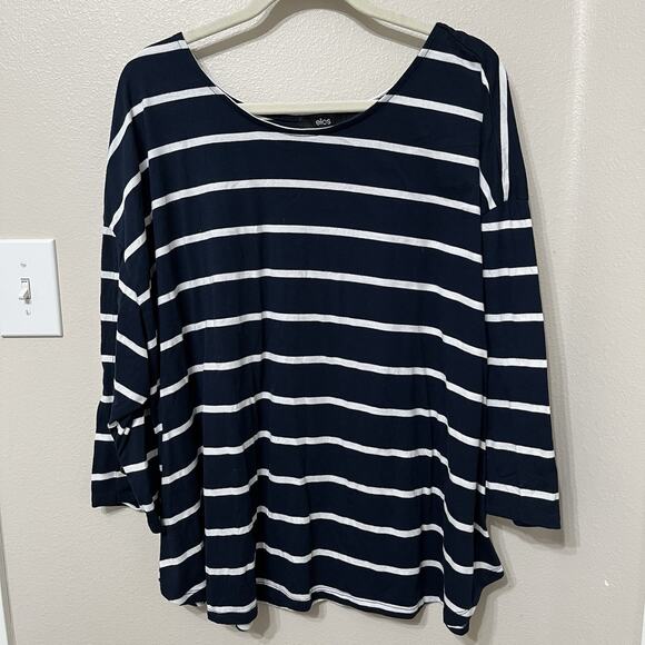 Ellos Women’s Plus Size Top Sz 30-32 (3X) Blue/White stripe Super Soft - Picture 1 of 7